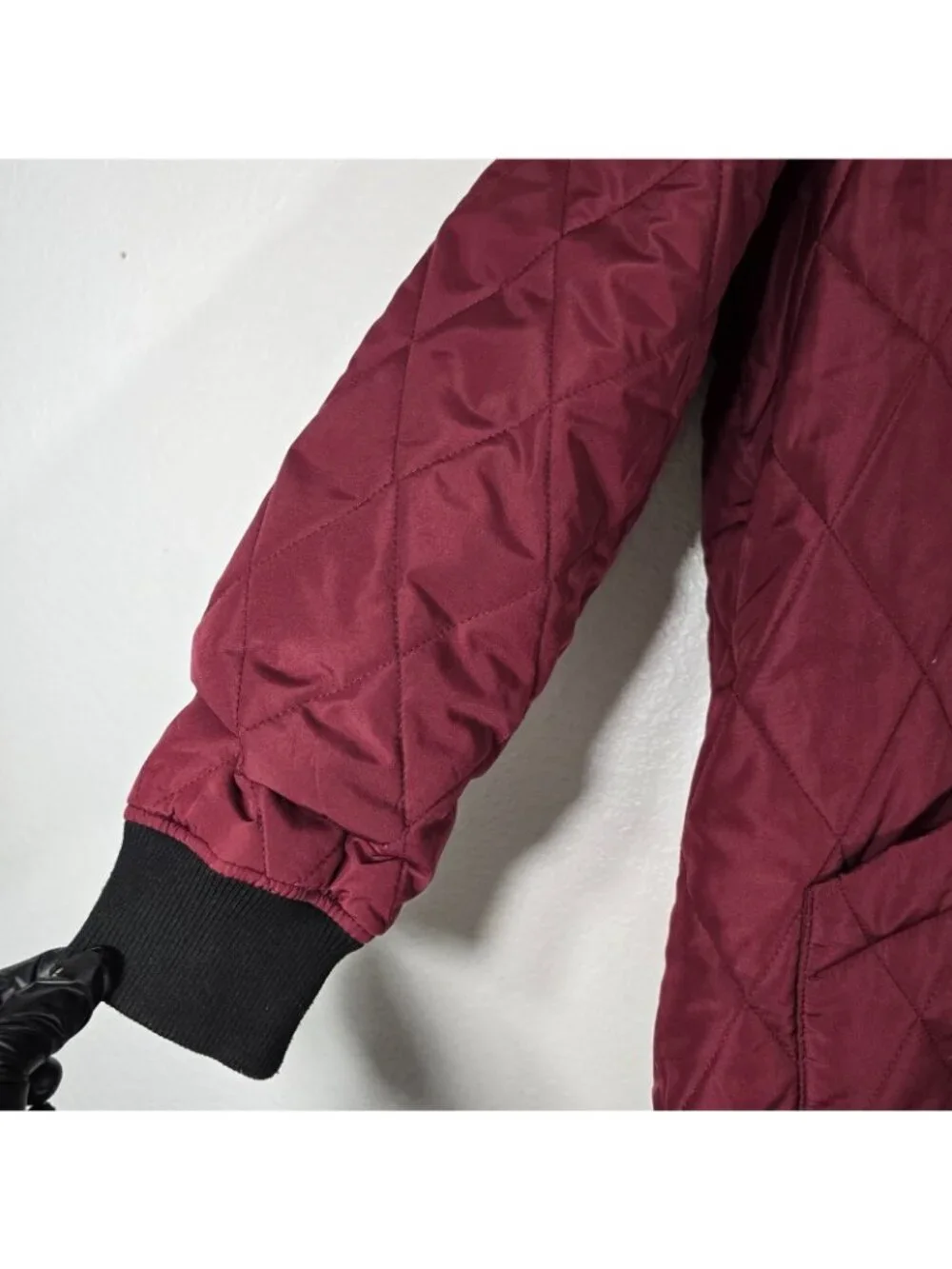 Weatherproof Vintage Quilted Jacket Puffer Fleece Lined Women XL Maroon Zip Up